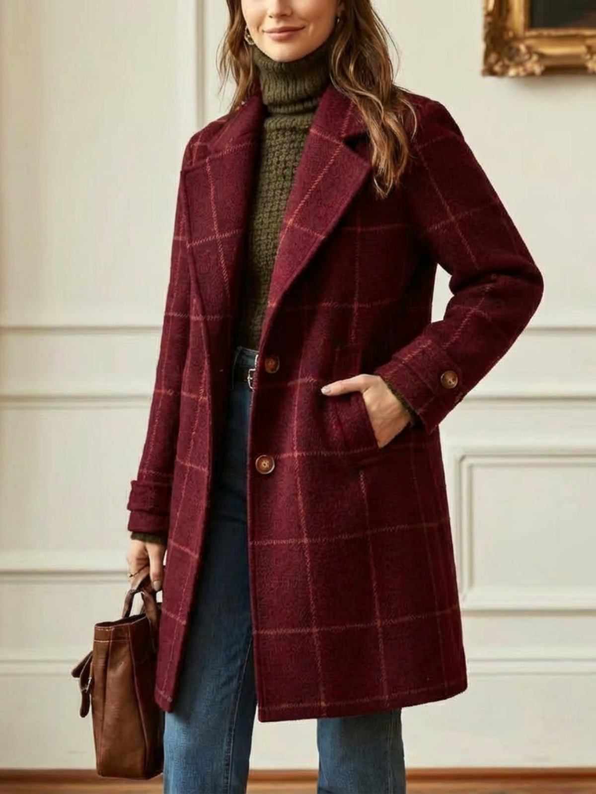 CHARLOTTE | Checked Tailored Long Coat