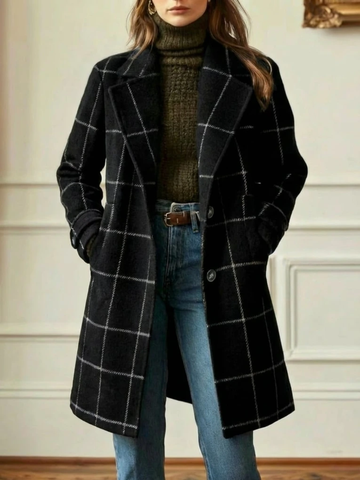 CHARLOTTE | Checked Tailored Long Coat