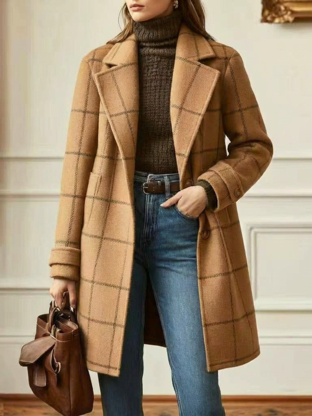 CHARLOTTE | Checked Tailored Long Coat