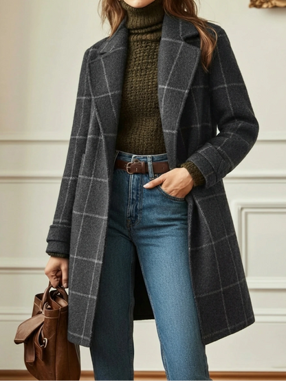 CHARLOTTE | Checked Tailored Long Coat