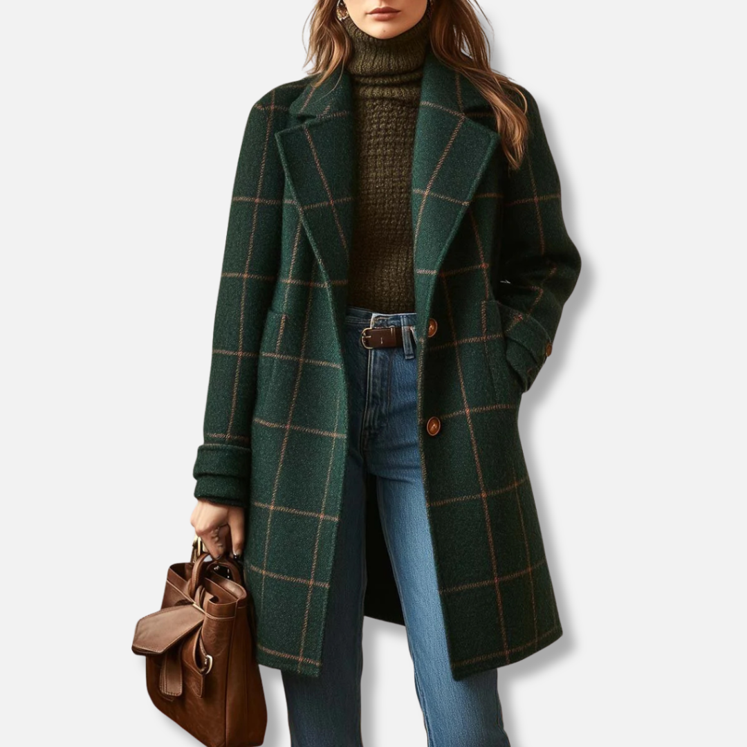 CHARLOTTE | Checked Tailored Long Coat