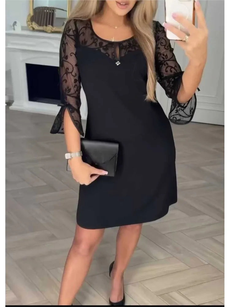 Dress with lace sleeves