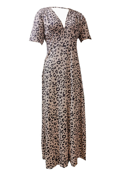 Leopard Print V Neck Dress