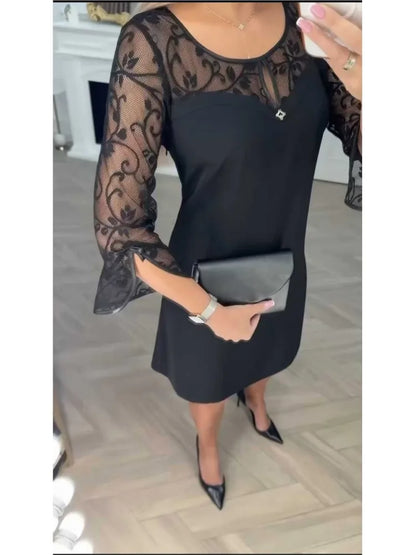 Dress with lace sleeves