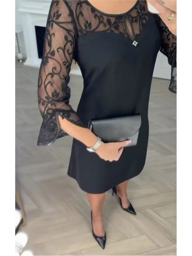 Dress with lace sleeves