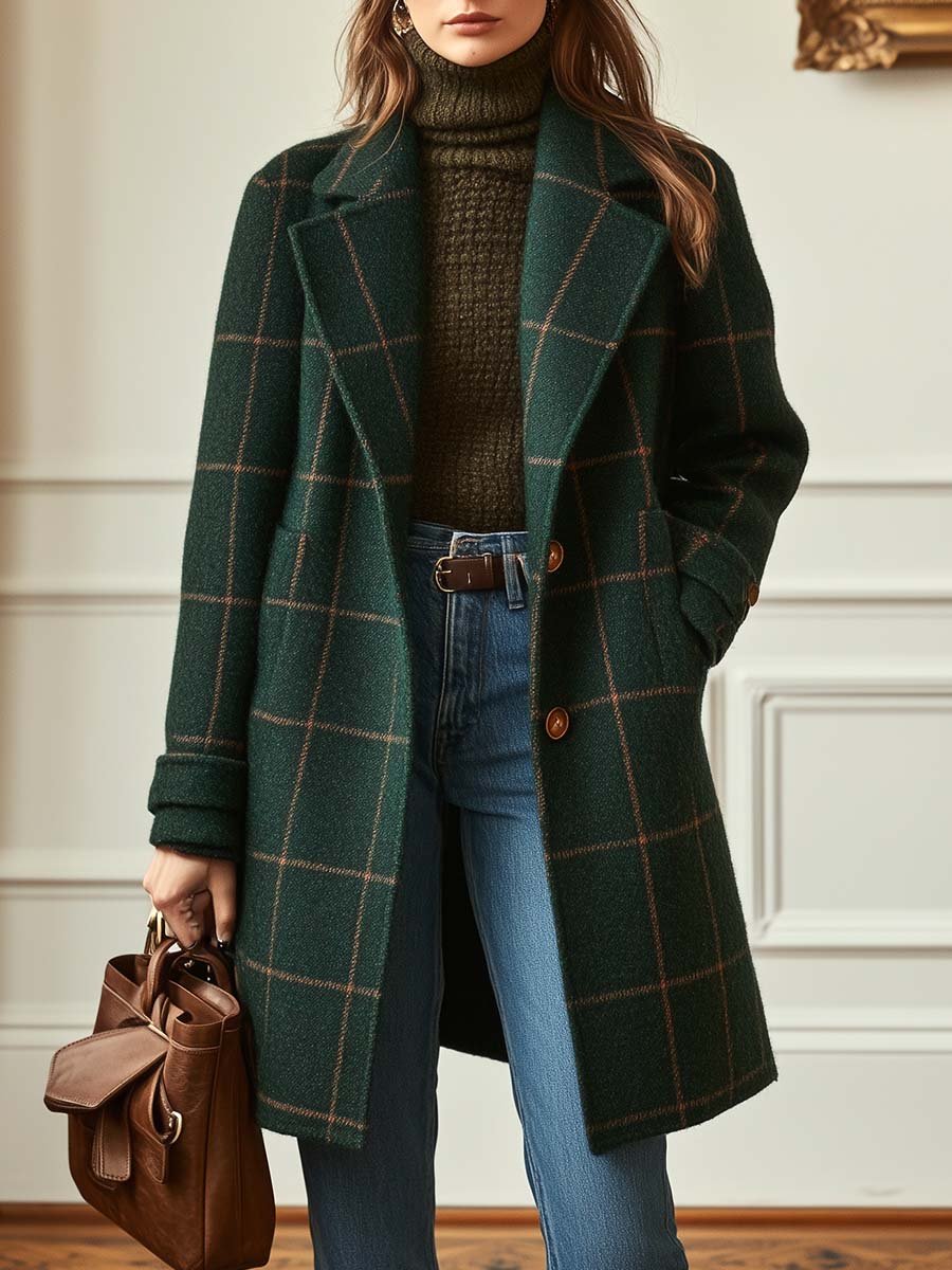 CHARLOTTE | Checked Tailored Long Coat